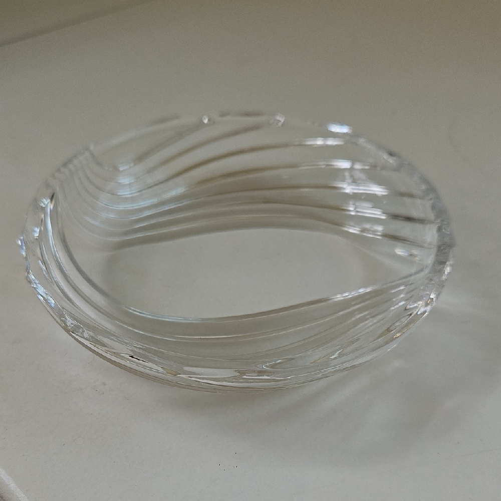 Julia Poland Vintage Crystal Swirl Candy Trinket Dish